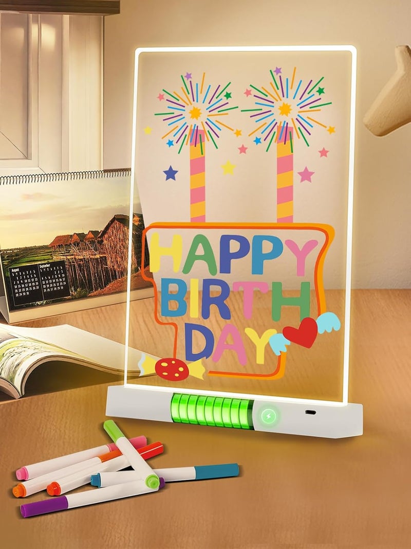 BYTLK Clear Dry Erase Board, Rechargeable LED Acrylic Message Board, Acrylic Illuminated Dry Erase Board, Can be Used as Night Light for bar/Shop/Office/Holiday/Gifts (Vertical8.2 * 11.8inch) - Image 1